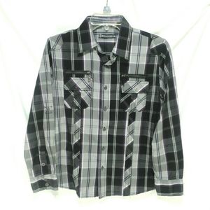 Indigo Star LS Plaid Boys Sz L Shirt blk/gray